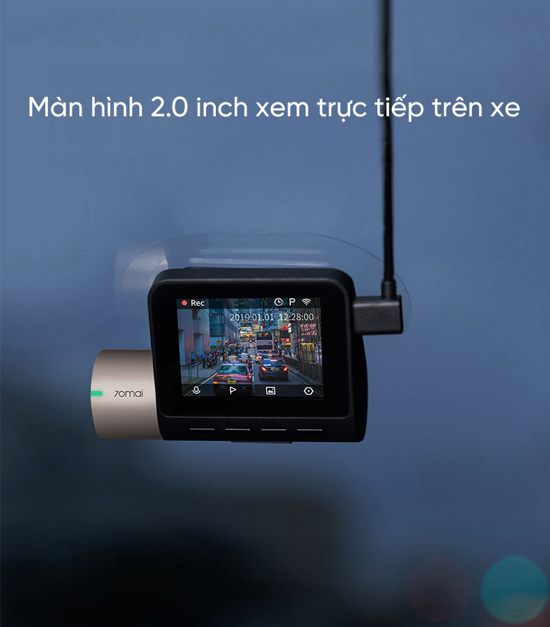 Tích hợp màn hình 2.0inch có thể xem trực tiếp video ngay trên camera khi đi đường