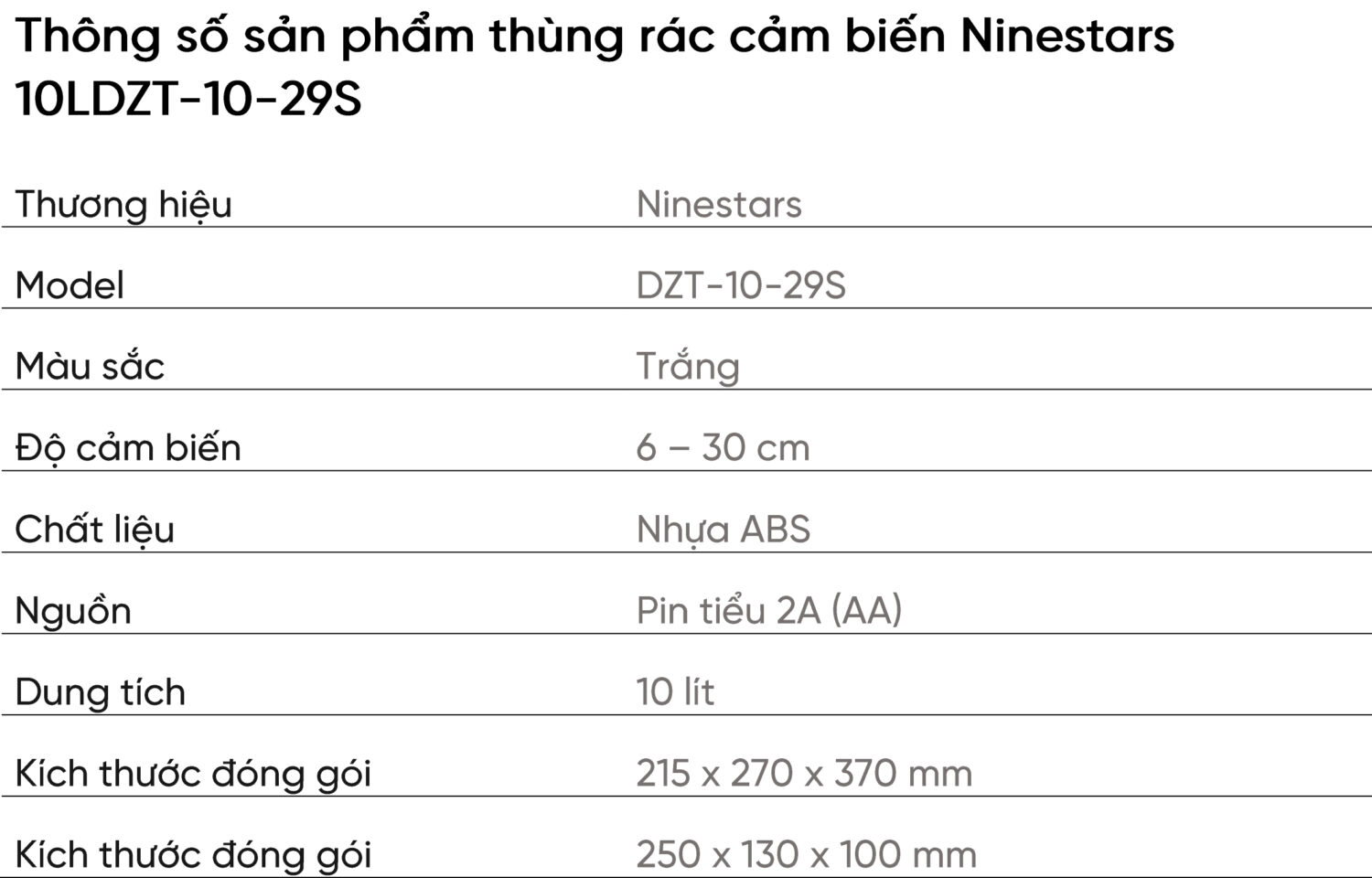 Thùng rác thông minh Xiaomi Ninestars 10L DZT-10-29S | Linh Kiện Bảo Ngọc