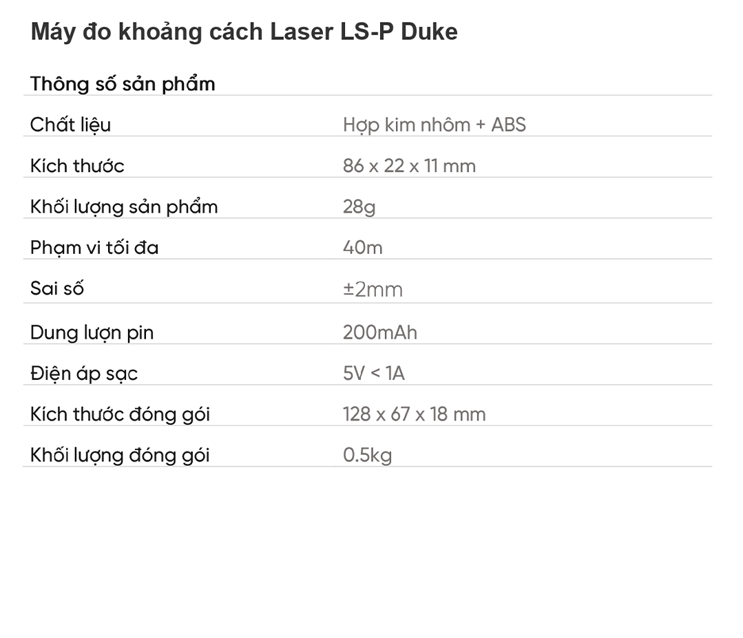 Thước đo khoảng cách bằng tia Laser Duka LS-P