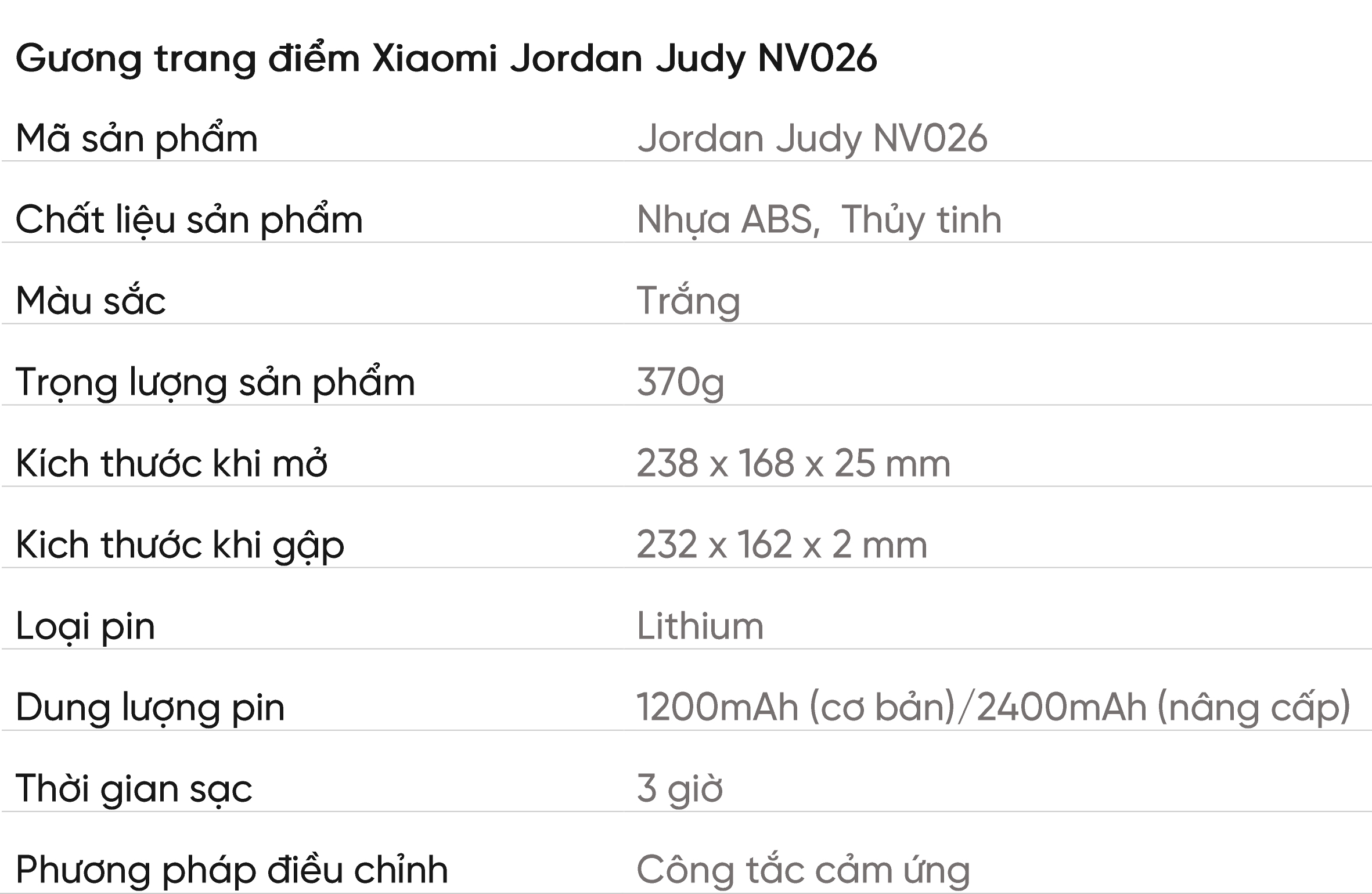 Gương trang điểm Xiaomi Jordan Judy NV026