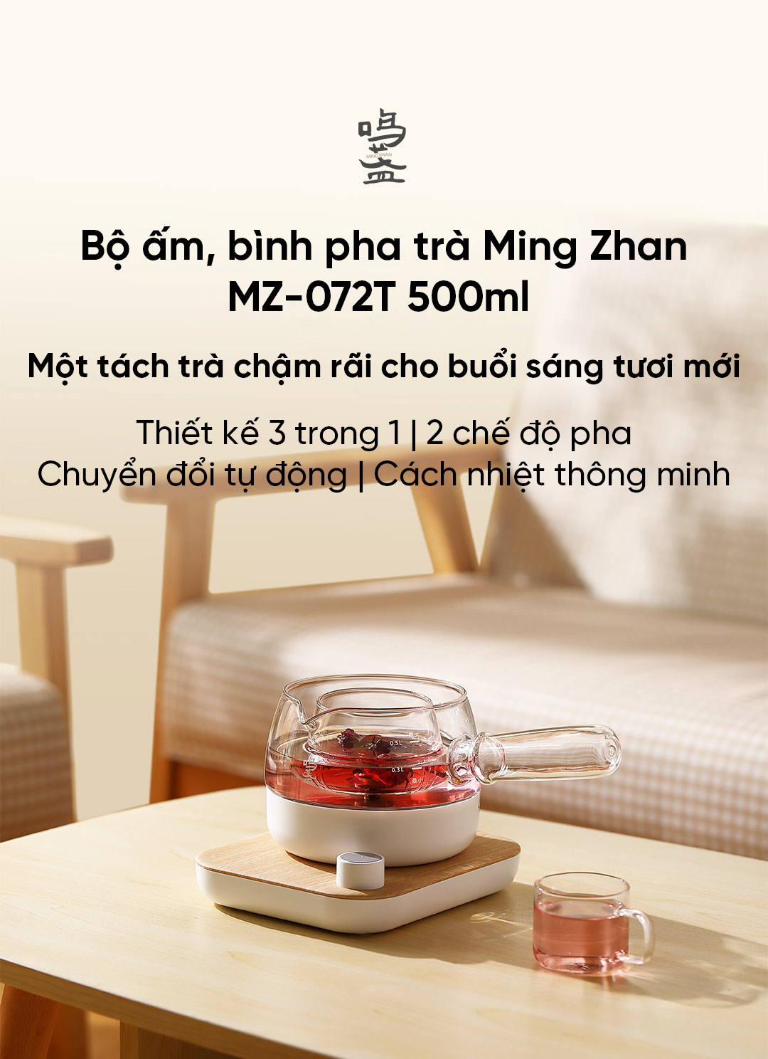 bộ ấm, bình pha trà Ming Zhan MZ-072T 500ml