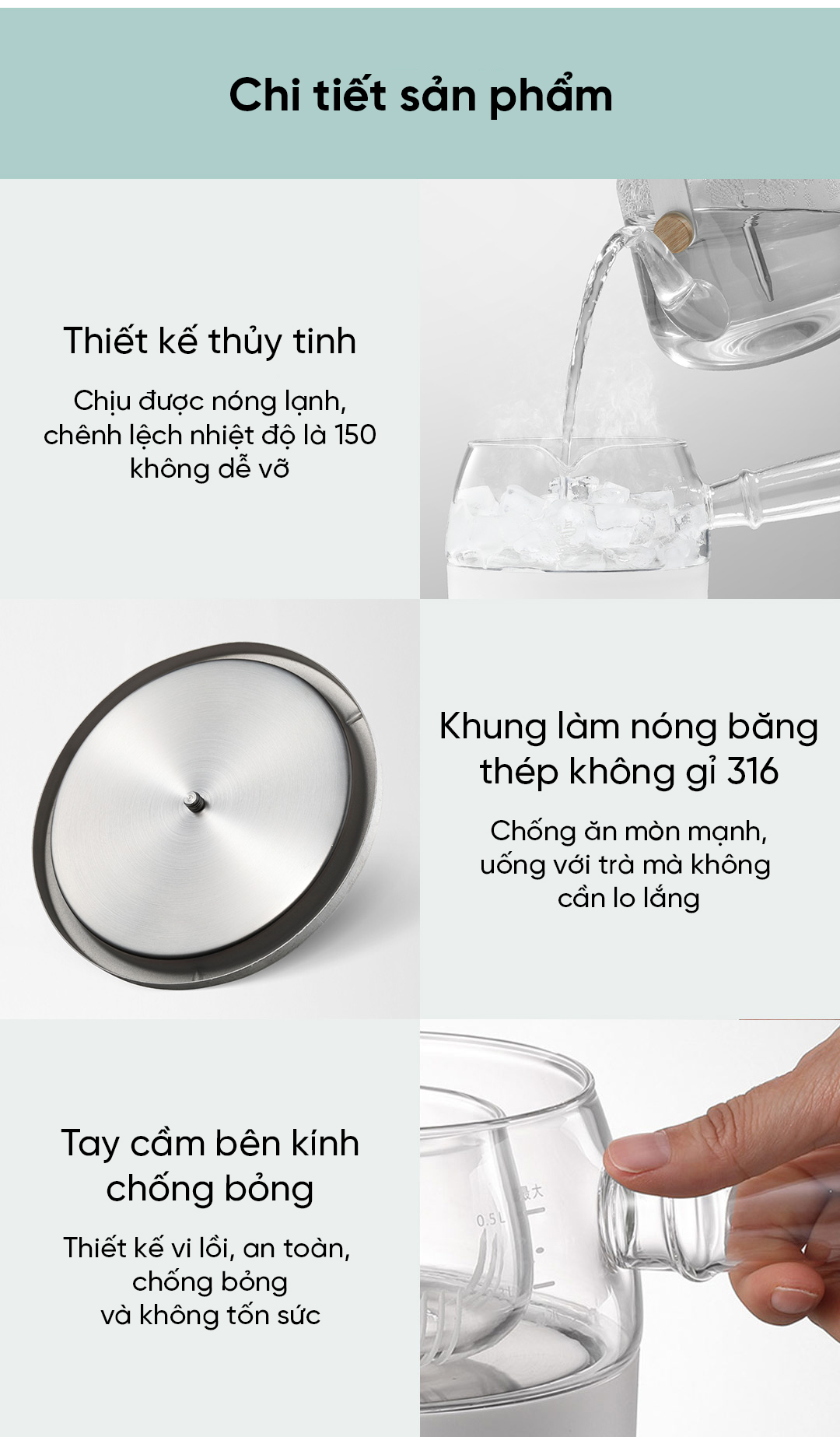 bộ ấm, bình pha trà Ming Zhan MZ-072T 500ml