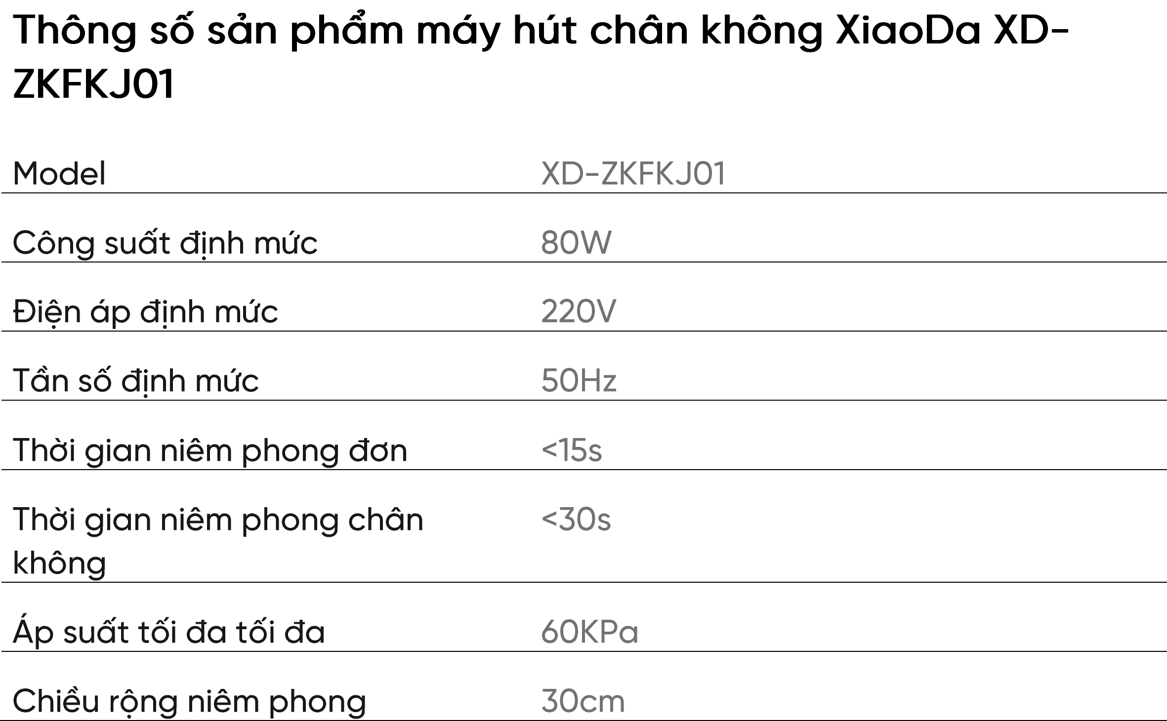 Máy hút chân không XiaoDa XD-ZKFKJ01