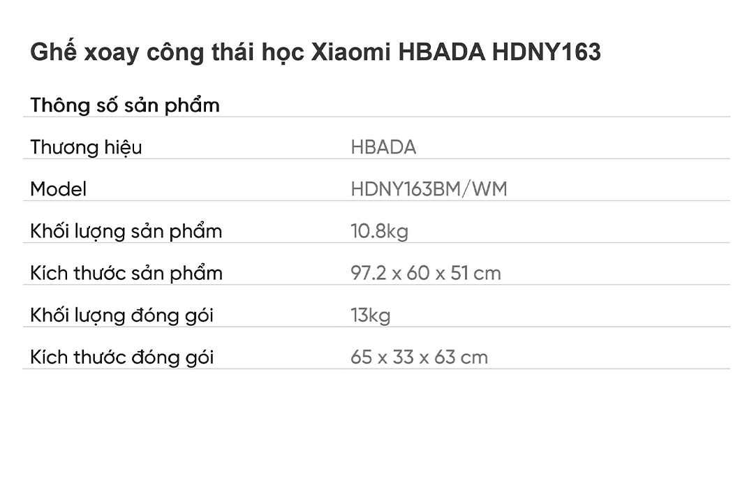 Ghế xoay công thái học Xiaomi HBADA HDNY163