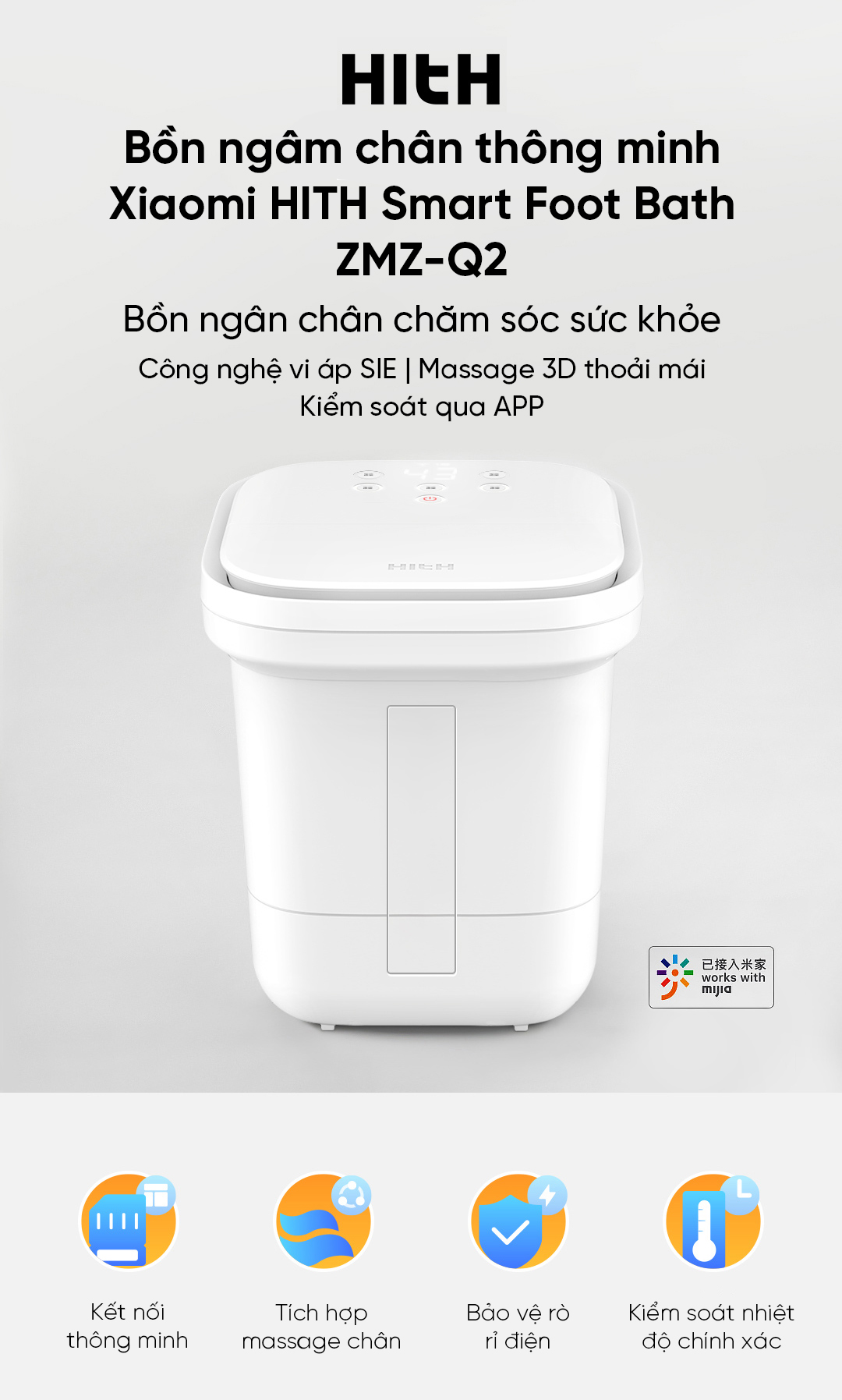 Bồn ngâm chân thông minh Xiaomi HITH Smart Foot Bath ZMZ-Q2