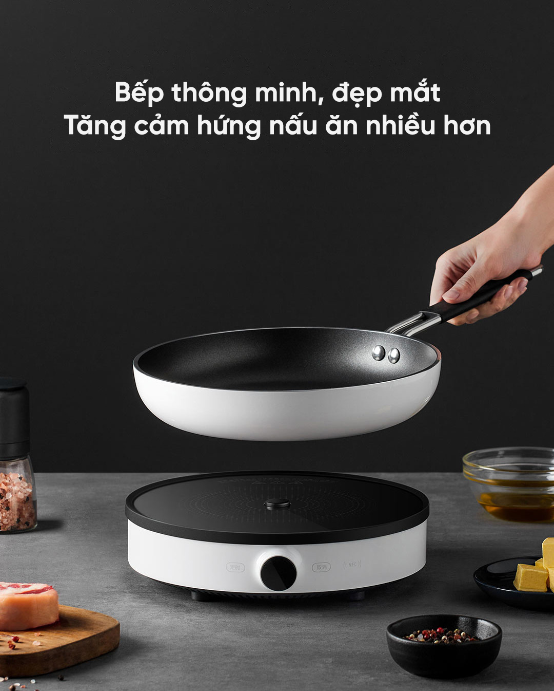 Bếp từ Mijia khác những chiếc bếp thông thường khác về những tính năng thông minh như kết nối NFC hay bề ngoài đẹp mắt. Từ đó tăng hưng phấn hơn cho người nấu nướng