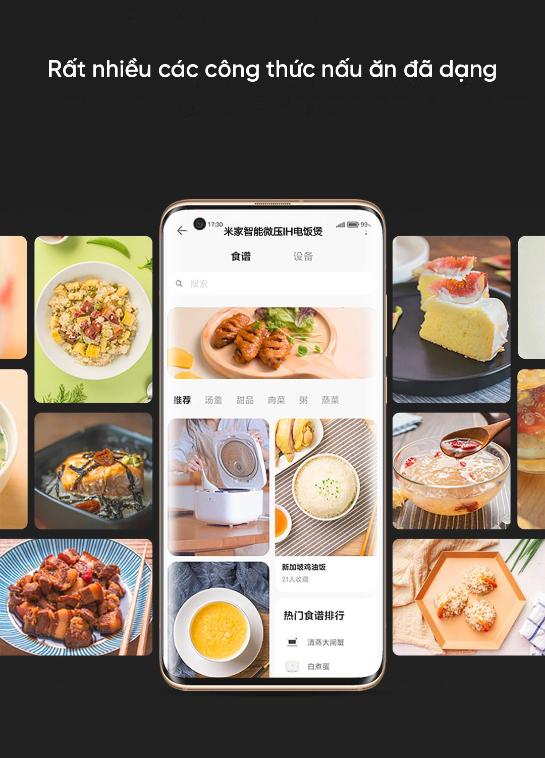 Công thức nấu ăn đa dạng khi kết nối app Mi Home